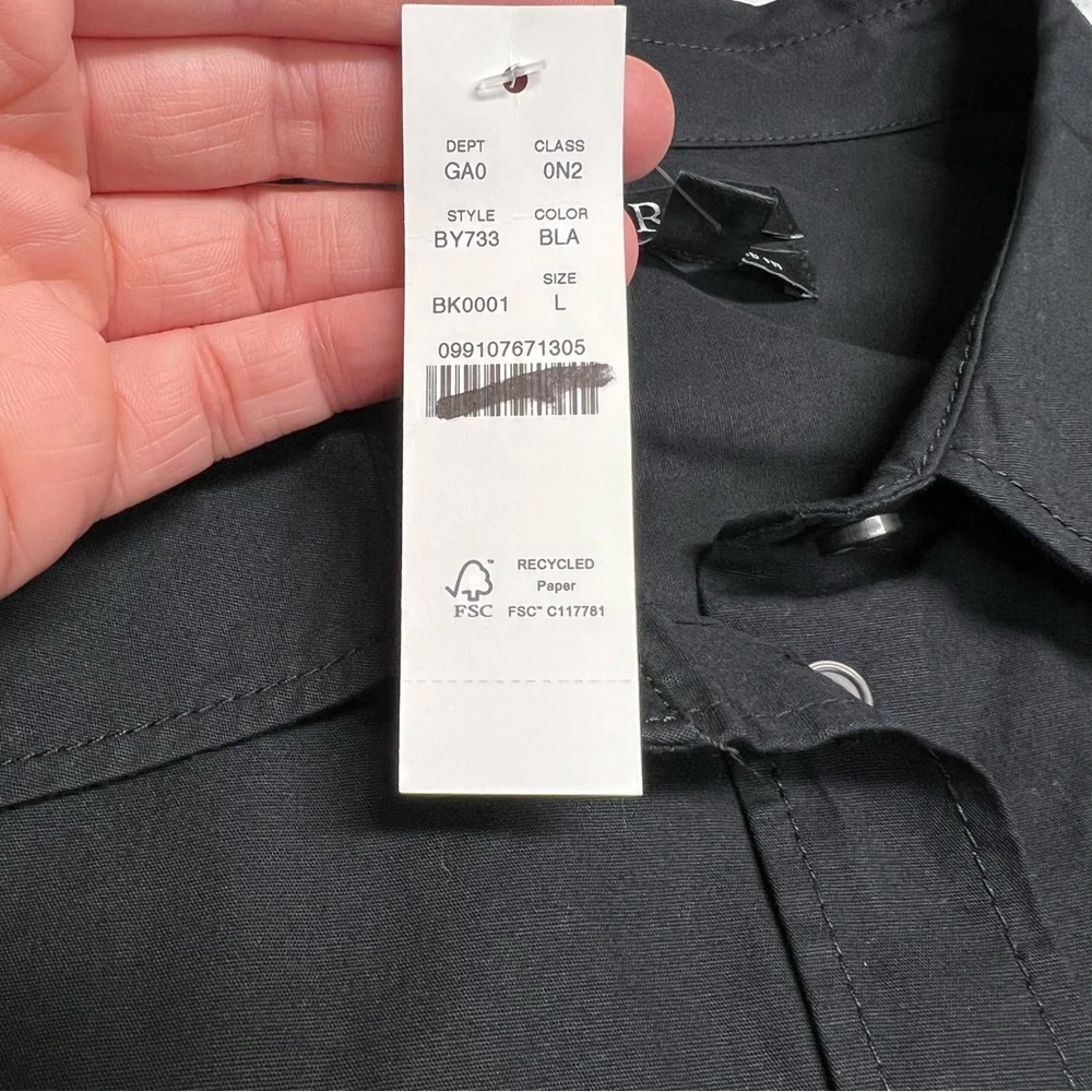 J. Crew Étienne Oversized Shirt Lightweight Oxford in Black Size Large NWT - Picture 8 of 9